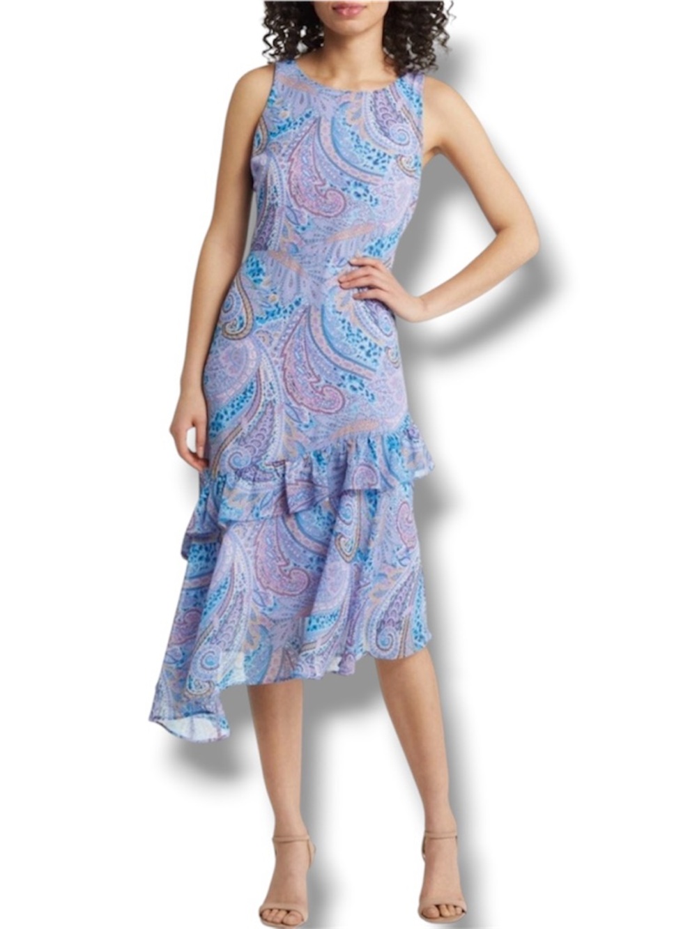 NWT Sam Edelman Summer Paisley Ruffled Midi Dress 4